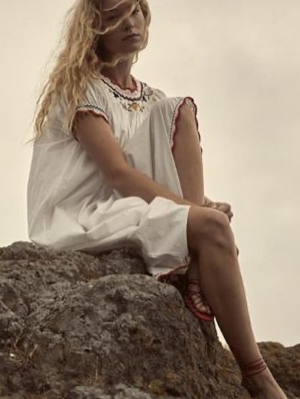 NWT DOEN Haven Dress in Salt White - Size Small Boho Midi Embroidery